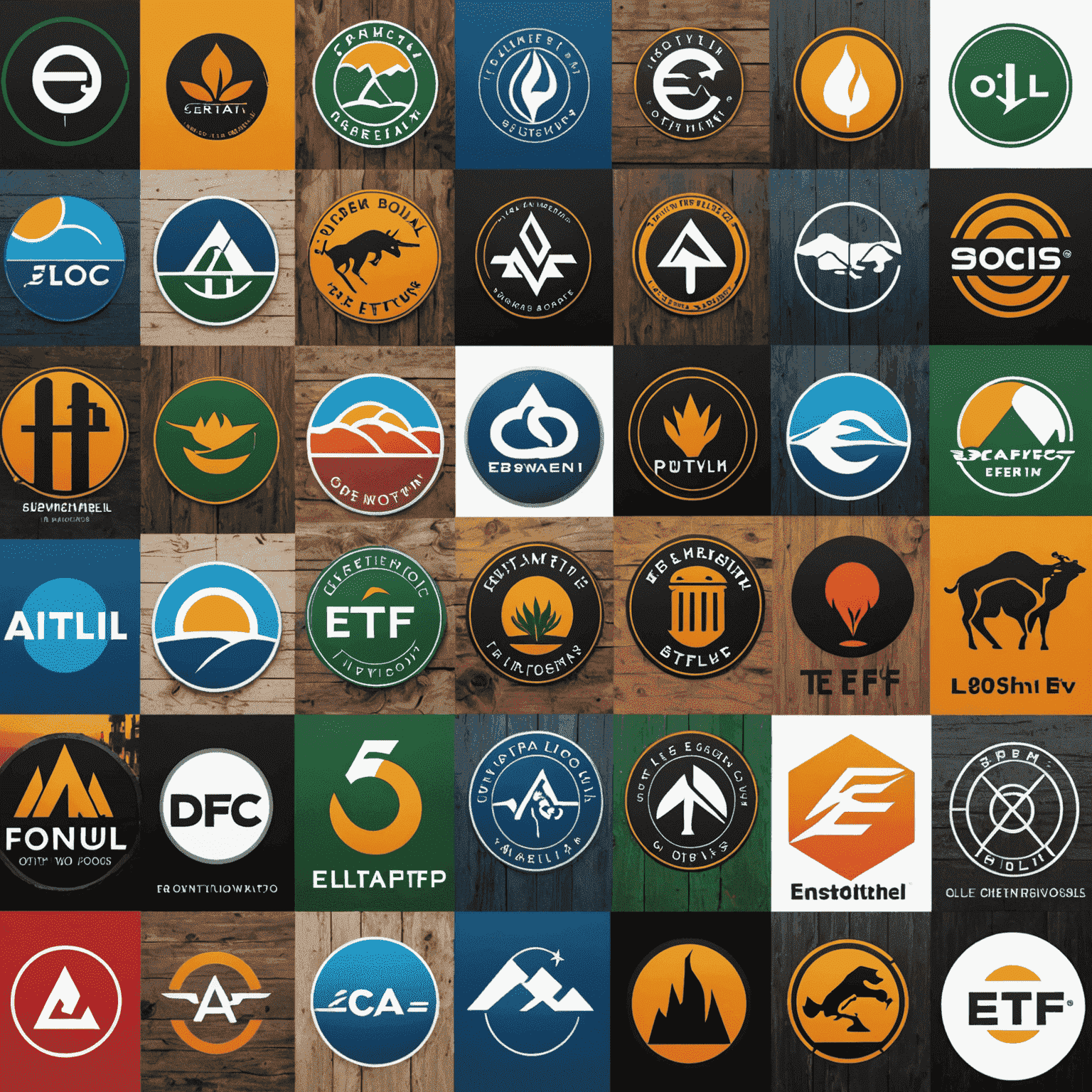 A collage of 5 oil company logos with ETF symbols overlaid, showcasing the top oil ETFs for passive investors