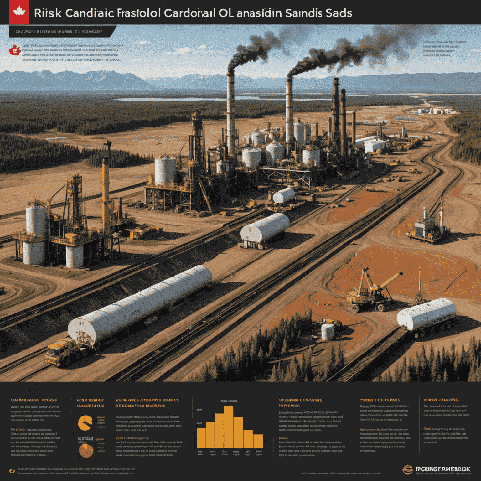 Infographic showing risk factors and potential rewards of investing in Canadian oil sands